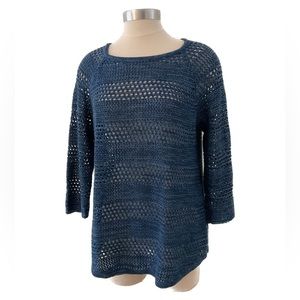 Northern Reflections Blue Sweater 3/4 Sleeves Raglan Style Ladies Size L